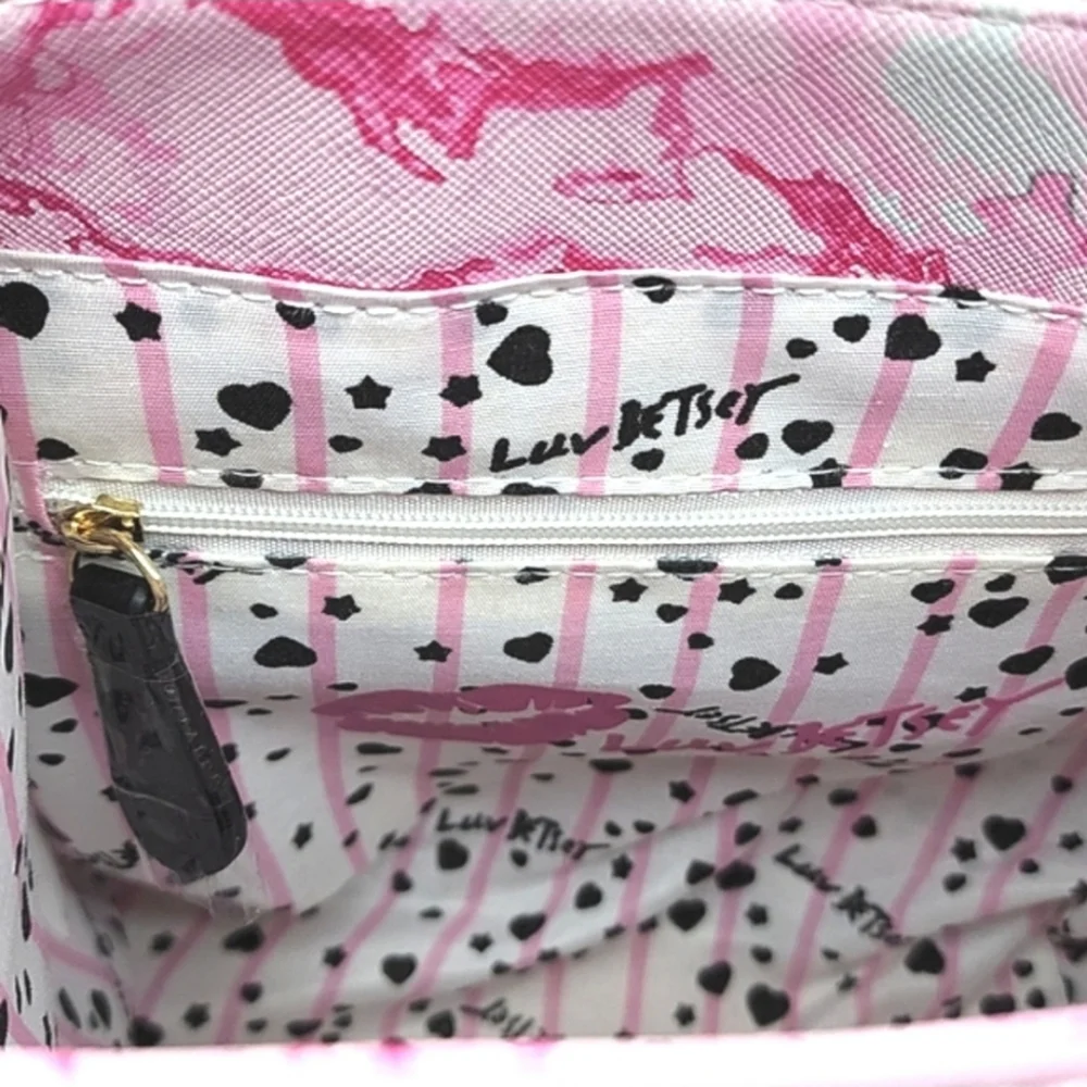 Betsey Johnson Pink Marbled Cat Design Backpack Purse